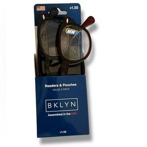 Bklyn +1.50 Readers With Pouches Magnifying Glasses 2-Pack Model HARMAN COLPK